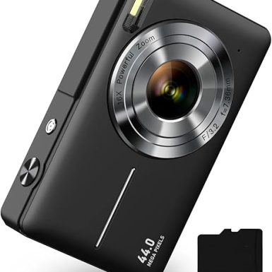 Digital Camera, FHD 1080P Digital Point and Shoot Camera with 16X Zoom Anti Shake, 32GB Card, Compact Small Camera for Boys Girls Kids, Black