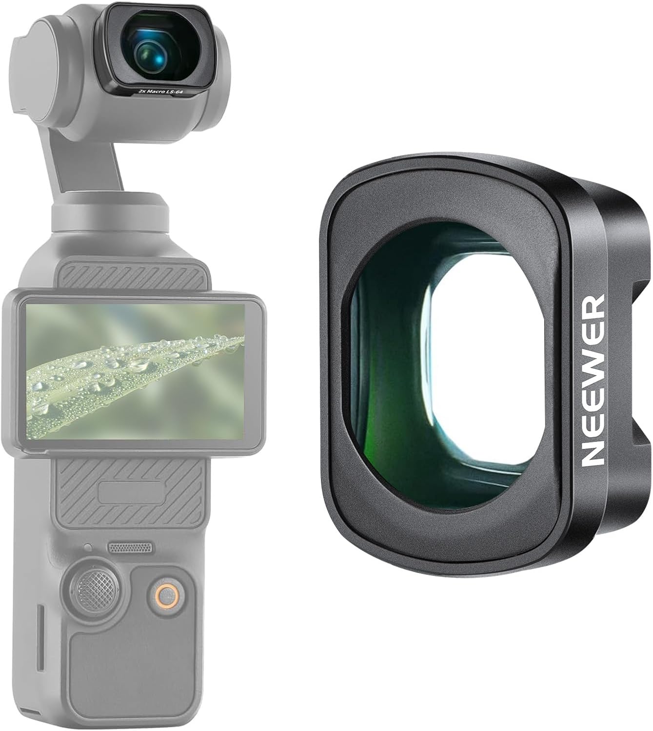 NEEWER 2X Macro Lens for Pocket 3, Magnetic Close Up Macro Photography Lens, 3 Elements in 3 Groups Multicoated HD Optical Glass, Compatible with DJI Osmo Pocket 3, Do Not Stack Filters, LS-64