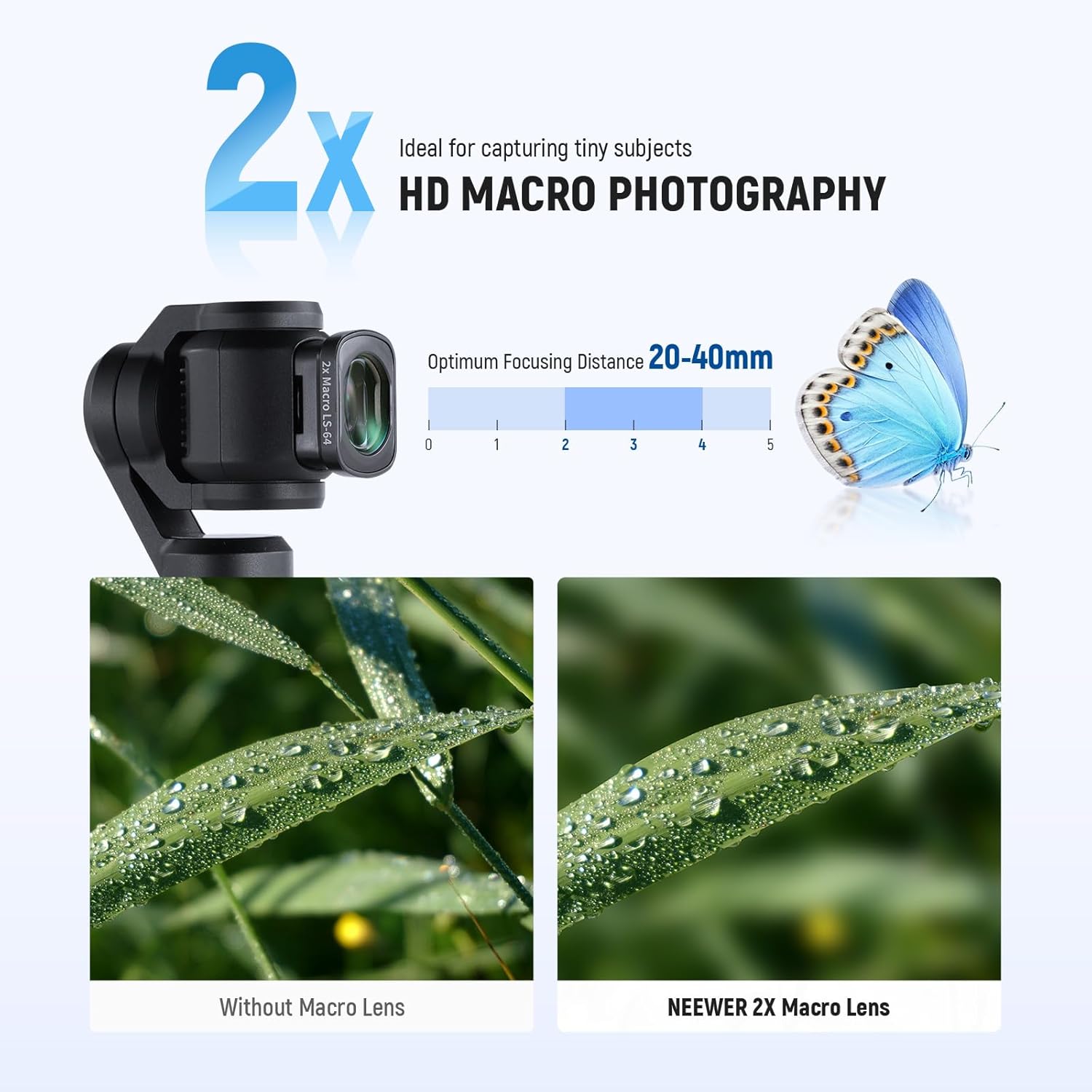 NEEWER 2X Macro Lens for Pocket 3, Magnetic Close Up Macro Photography Lens, 3 Elements in 3 Groups Multicoated HD Optical Glass, Compatible with DJI Osmo Pocket 3, Do Not Stack Filters, LS-64 - Image 3