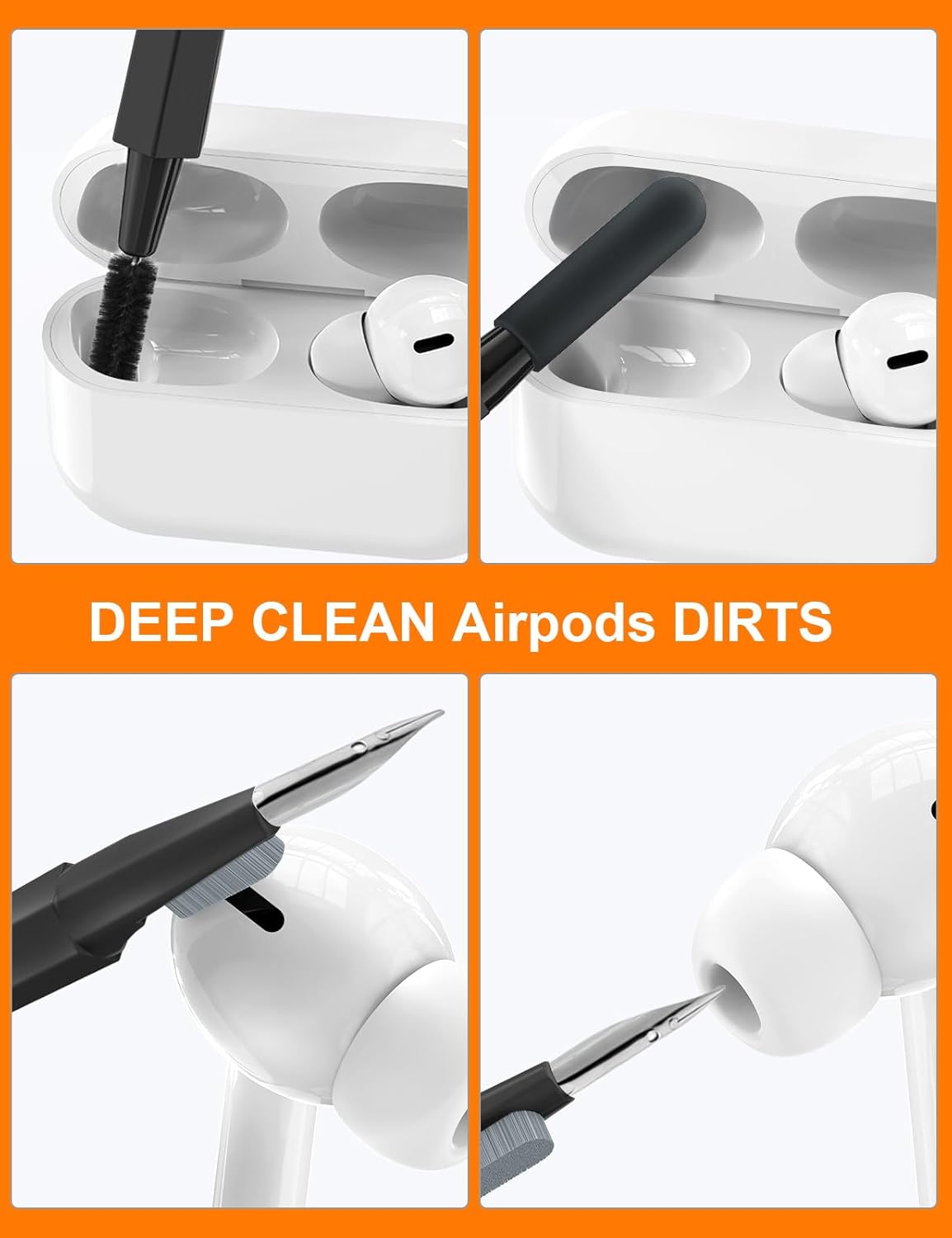 Tounee Keyboard Cleaner Kit, Electronics Cleaning Kit with Retractable Big Brush, Portable, 20 in 1 Multi-Tool Kit for Phones, Tablet, Computer, PC Monitor,TV Camera Lens with 2.5ml Mist Spray (Black) - Image 3